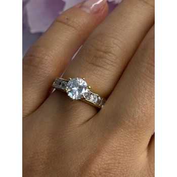 925 Sterling Silver Gold Plated CZ Ring Size 7