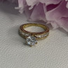925 Sterling Silver Gold Plated CZ Ring Size 7