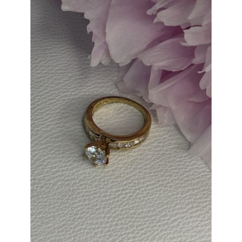 925 Sterling Silver Gold Plated CZ Ring Size 7
