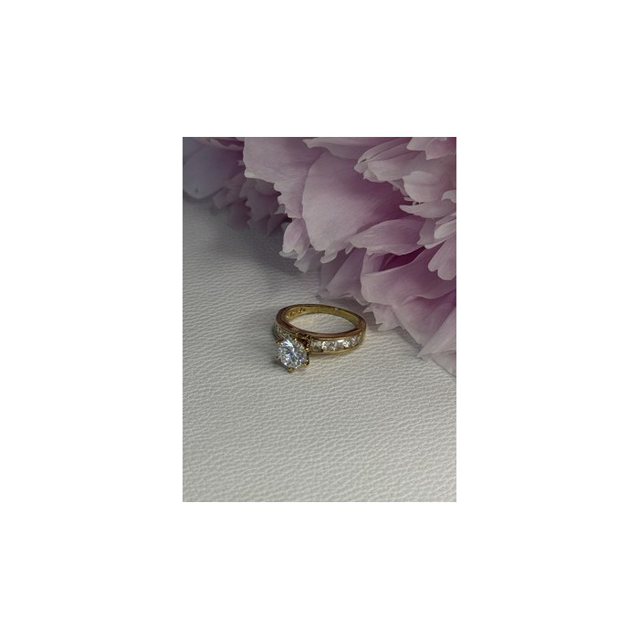 925 Sterling Silver Gold Plated CZ Ring Size 7