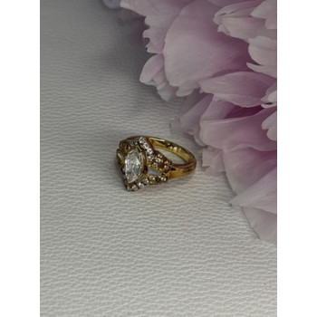 925 Sterling Silver Gold Plated CZ Ring Size 5