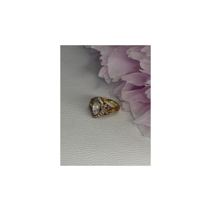 925 Sterling Silver Gold Plated CZ Ring Size 5