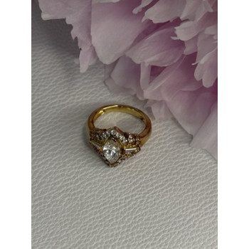 925 Sterling Silver Gold Plated CZ Ring Size 5