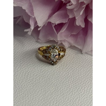 925 Sterling Silver Gold Plated CZ Ring Size 5