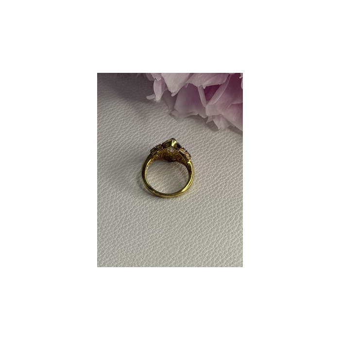 925 Sterling Silver Gold Plated CZ Ring Size 5