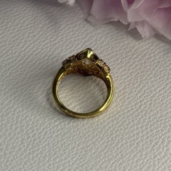 925 Sterling Silver Gold Plated CZ Ring Size 5