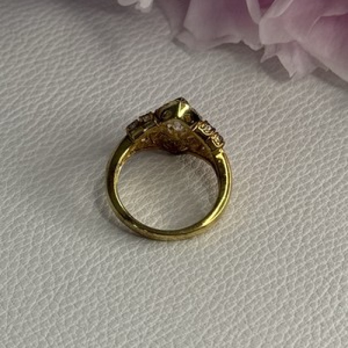 925 Sterling Silver Gold Plated CZ Ring Size 5
