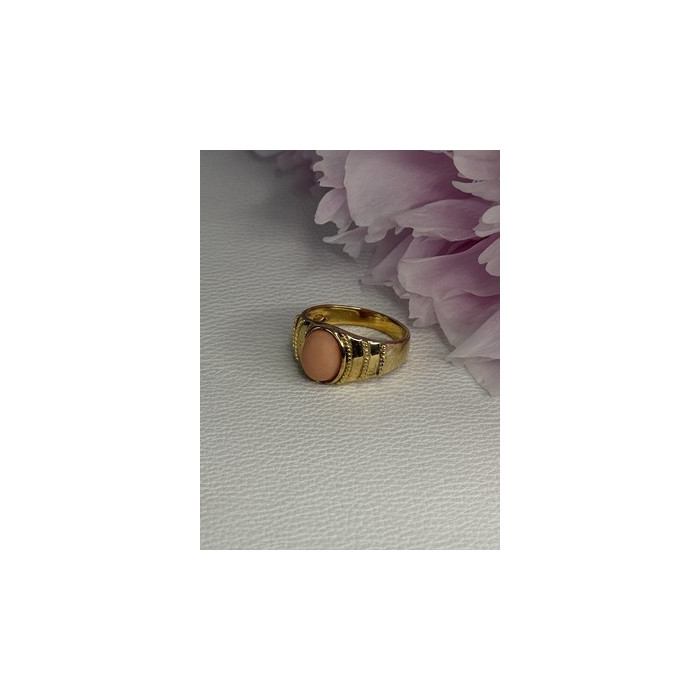 925 Sterling Silver Gold Plated Coral Ring Size 9