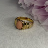 925 Sterling Silver Gold Plated Coral Ring Size 9
