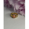 925 Sterling Silver Gold Plated Coral Ring Size 9