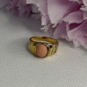 925 Sterling Silver Gold Plated Coral Ring Size 9