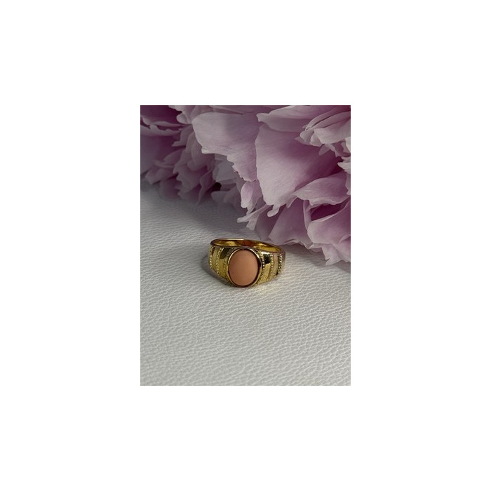 925 Sterling Silver Gold Plated Coral Ring Size 9