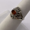 925 Sterling Silver Amber & Marcasite Ring Size 7