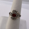 925 Sterling Silver Amber & Marcasite Ring Size 7