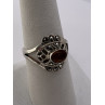 925 Sterling Silver Amber & Marcasite Ring Size 7