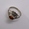 925 Sterling Silver Amber & Marcasite Ring Size 7