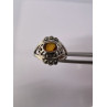 925 Sterling Silver Amber & Marcasite Ring Size 7