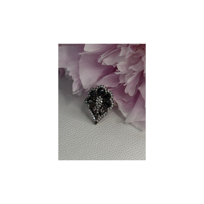 925 Sterling Silver Sapphire & CZ Ring Size 7.5