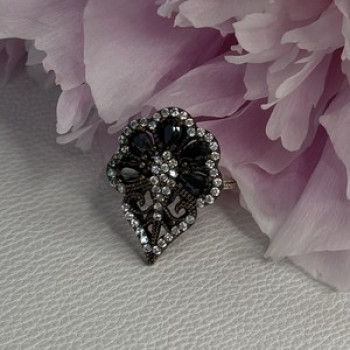 925 Sterling Silver Sapphire & CZ Ring Size 7.5