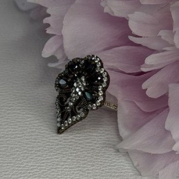 925 Sterling Silver Sapphire & CZ Ring Size 7.5