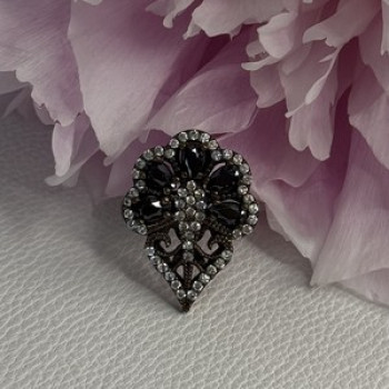 925 Sterling Silver Sapphire & CZ Ring Size 7.5