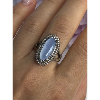 925 Sterling Silver Crystal & CZ Ring Size 9