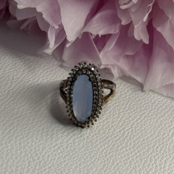 925 Sterling Silver Crystal & CZ Ring Size 9
