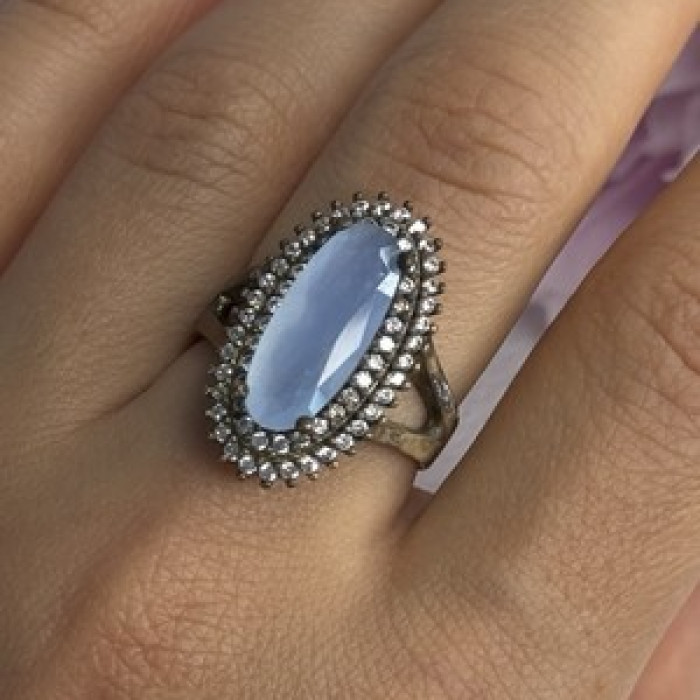 925 Sterling Silver Crystal & CZ Ring Size 9