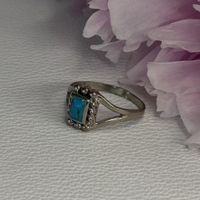 925 Sterling Silver Turquoise Ring Size 7.5