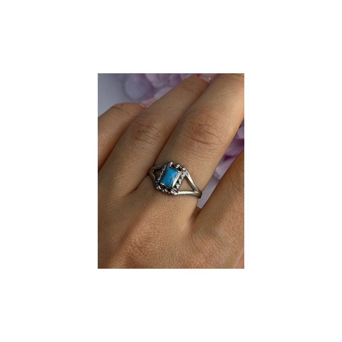 925 Sterling Silver Turquoise Ring Size 7.5