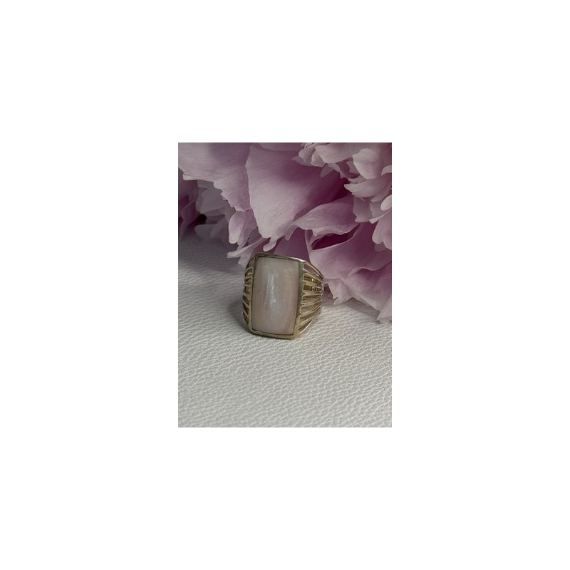 925 Sterling Silver Pink Abalone Ring Size 7.5