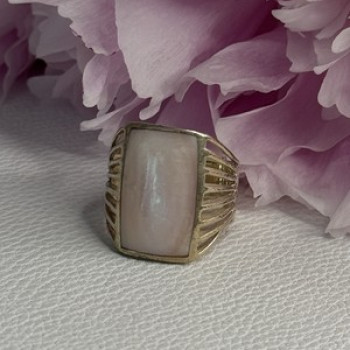 925 Sterling Silver Pink Abalone Ring Size 7.5