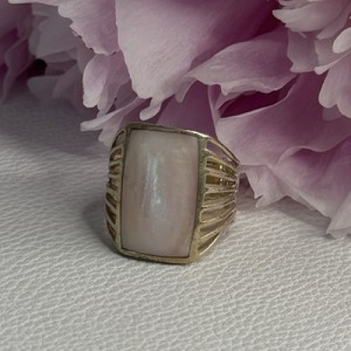 925 Sterling Silver Pink Abalone Ring Size 7.5