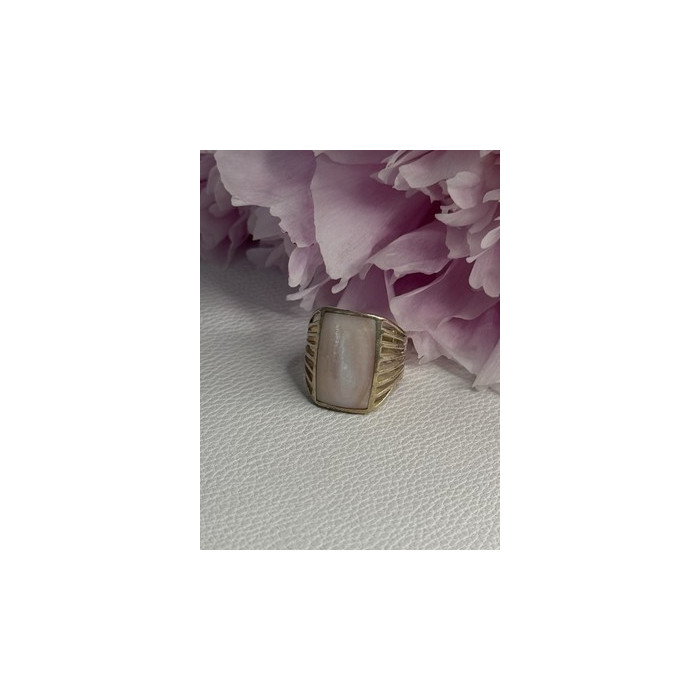 925 Sterling Silver Pink Abalone Ring Size 7.5