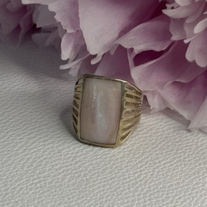 925 Sterling Silver Pink Abalone Ring Size 7.5