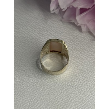 925 Sterling Silver Pink Abalone Ring Size 7.5