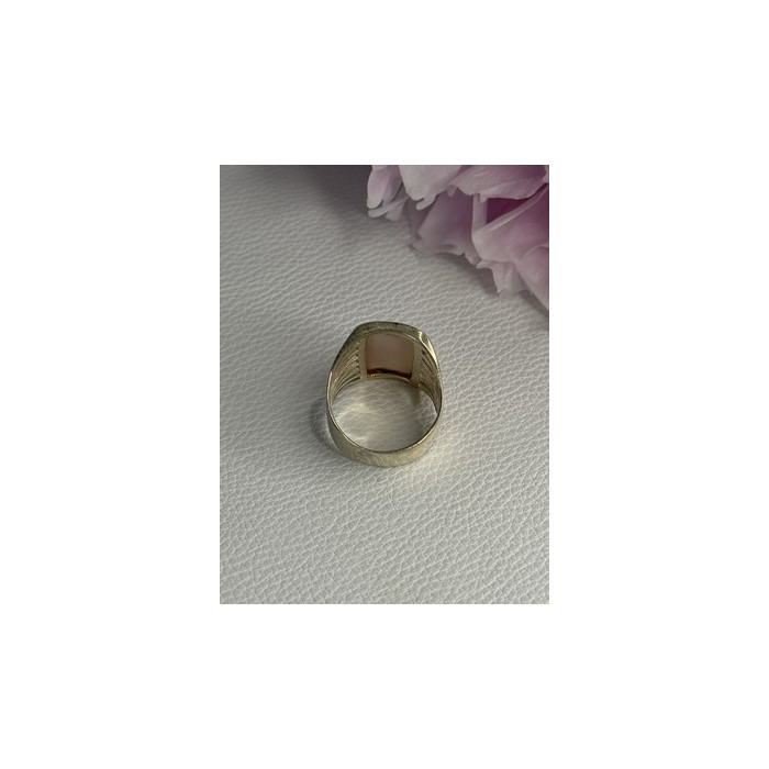 925 Sterling Silver Pink Abalone Ring Size 7.5