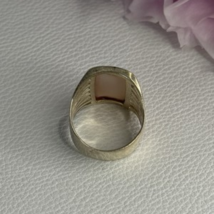 925 Sterling Silver Pink Abalone Ring Size 7.5