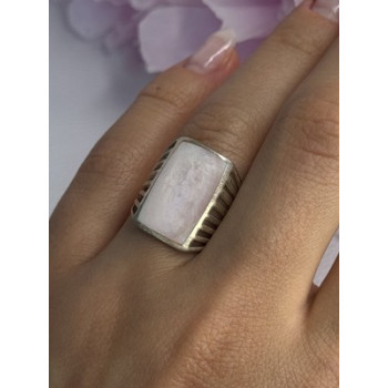 925 Sterling Silver Pink Abalone Ring Size 7.5