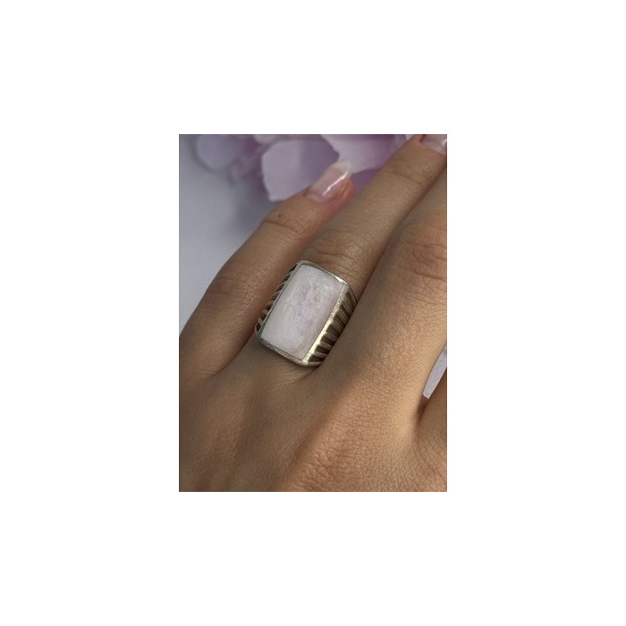 925 Sterling Silver Pink Abalone Ring Size 7.5