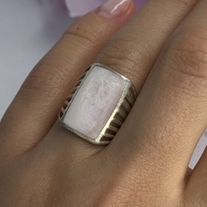 925 Sterling Silver Pink Abalone Ring Size 7.5