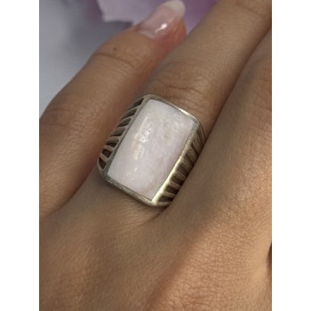 925 Sterling Silver Pink Abalone Ring Size 7.5