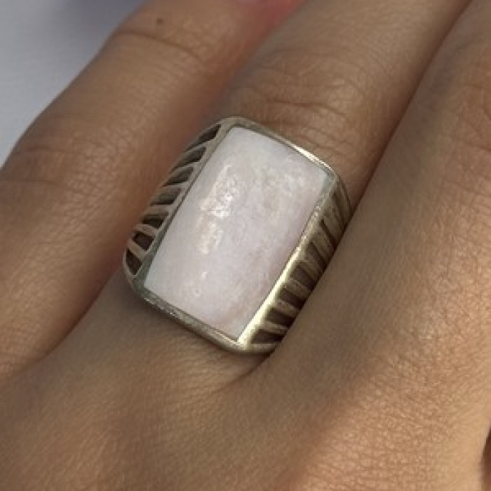 925 Sterling Silver Pink Abalone Ring Size 7.5