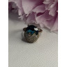 925 Sterling Silver Blue Crystal & CZ Ring Size 8