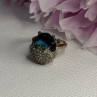 925 Sterling Silver Blue Crystal & CZ Ring Size 8