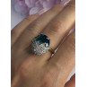925 Sterling Silver Blue Crystal & CZ Ring Size 8