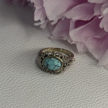Vintage 925 Sterling Silver Turquoise Ring Size 5