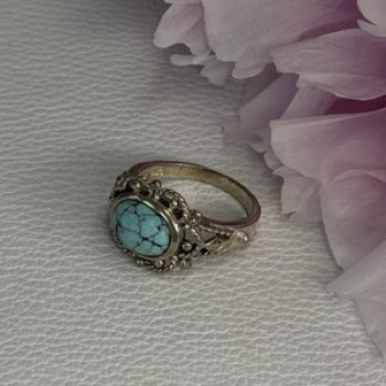 Vintage 925 Sterling Silver Turquoise Ring Size 5
