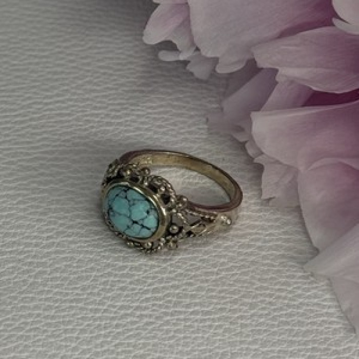 Vintage 925 Sterling Silver Turquoise Ring Size 5