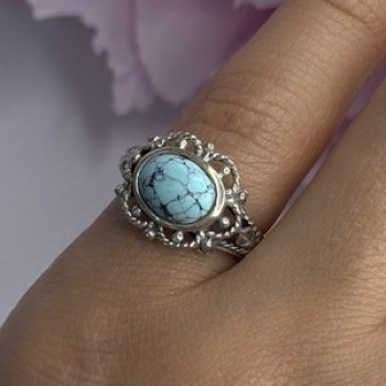 Vintage 925 Sterling Silver Turquoise Ring Size 5